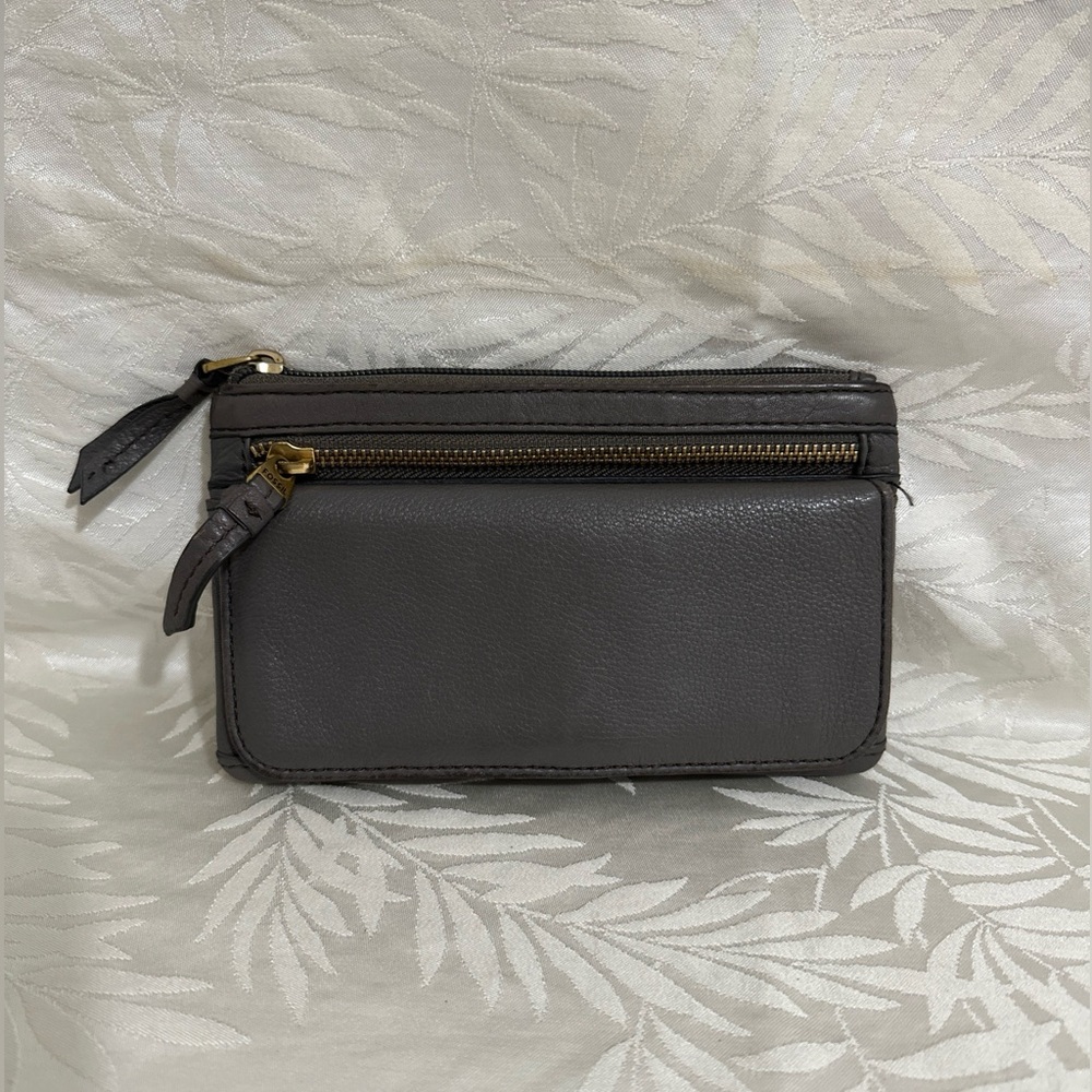 Fossil Clutch Wallet Gray Leather Cards Holder